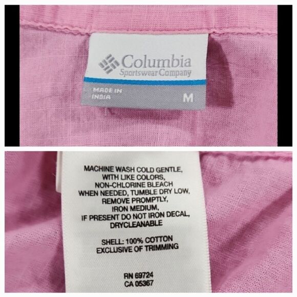 🐞Columbia Pink Camp Henry Buttoned Short Sleeve Top Medium - Picture 10 of 16